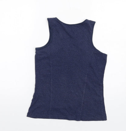 Back view of ESPRIT women’s blue cotton basic tank, size XS, round neck