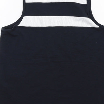 Brand and care label for ESPRIT women’s black cotton basic tank, size S, round neck