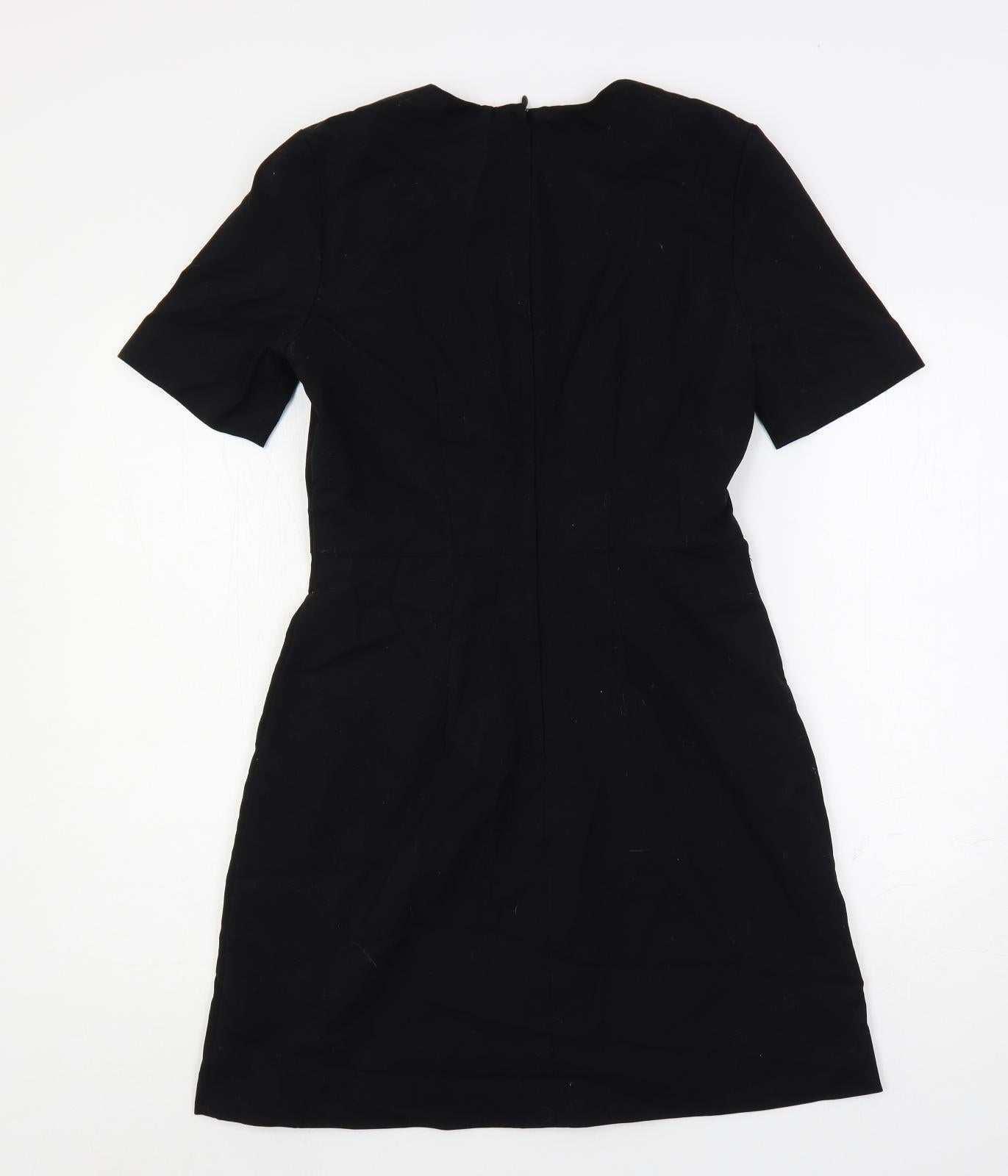 H&M Womens Black Polyester A-Line Size 10 Round Neck Zip