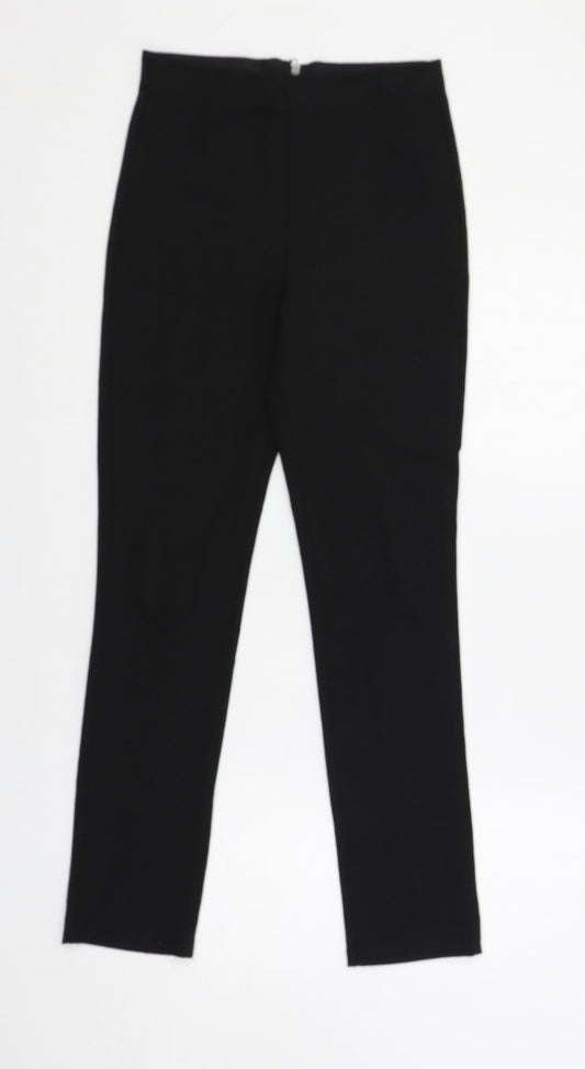 H&M Womens Black Polyester Trousers Size XS L28 in Regular Zip