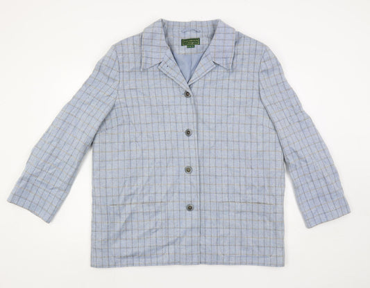 Equorian Womens Blue Plaid Jacket Blazer Size 20 Button