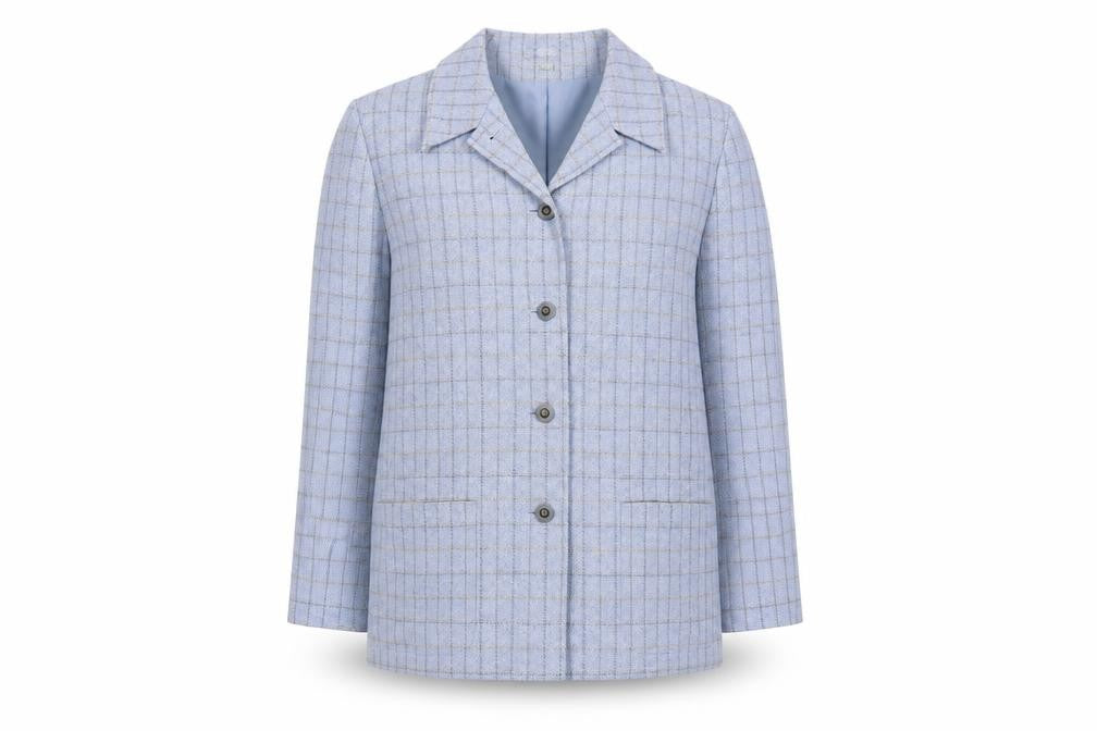 Equorian Womens Blue Plaid Jacket Blazer Size 20 Button
