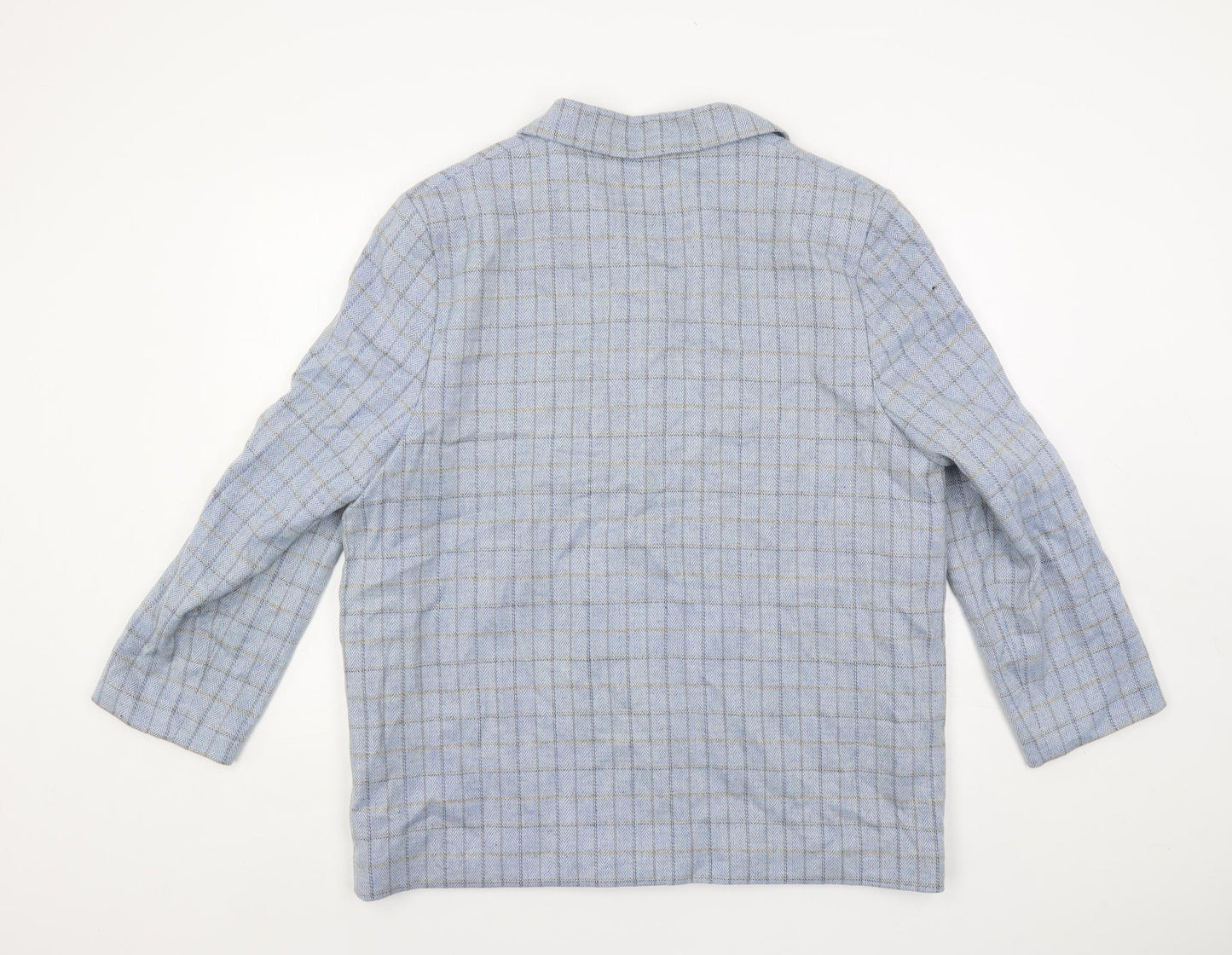 Equorian Womens Blue Plaid Jacket Blazer Size 20 Button