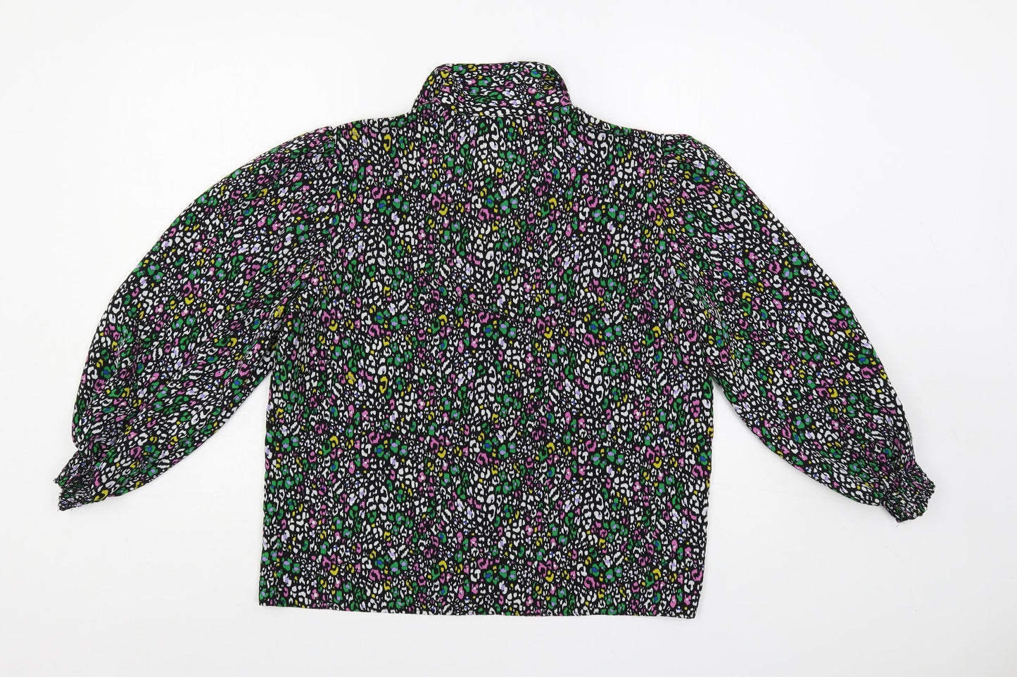 Topshop Womens Multicoloured Animal Print Polyester Basic Button-Up Size 10 Collared