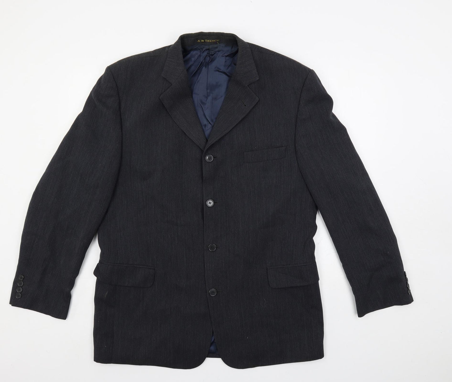 AW Trench Mens Blue Wool Jacket Blazer Size 44 Regular