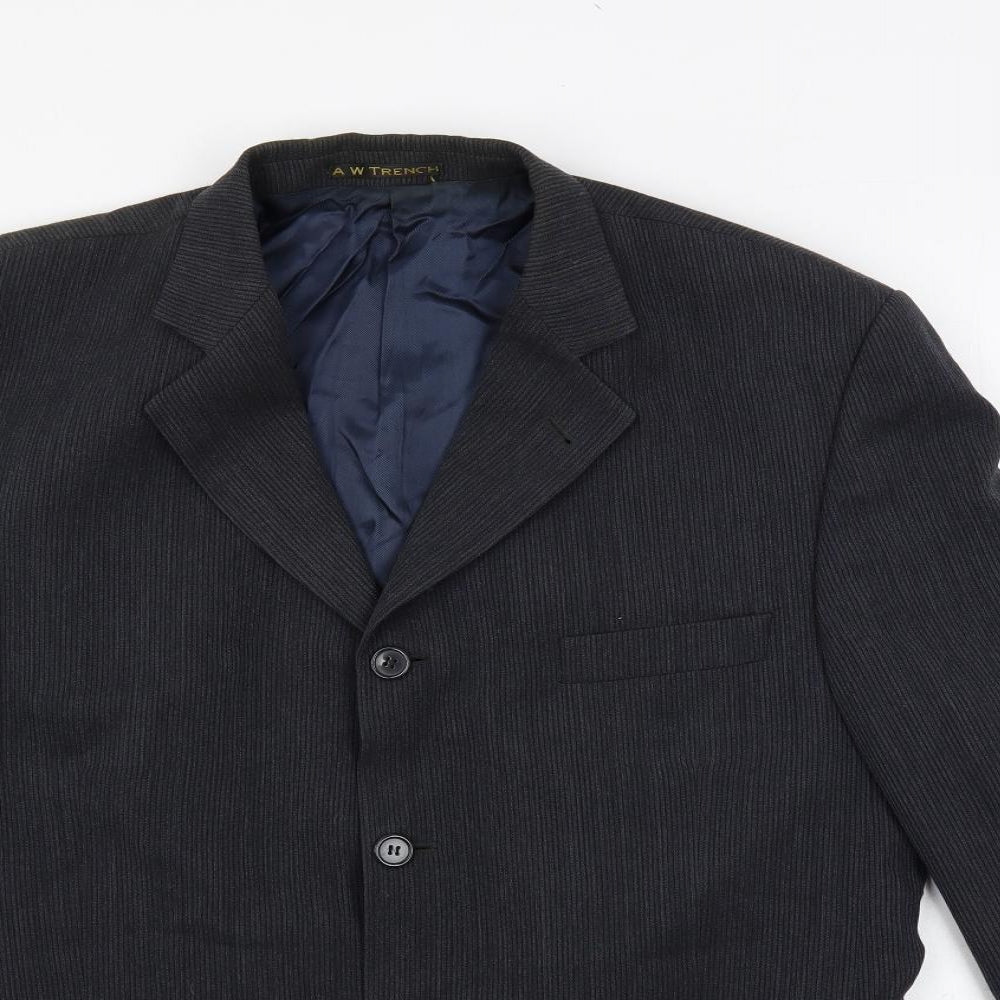 AW Trench Mens Blue Wool Jacket Blazer Size 44 Regular