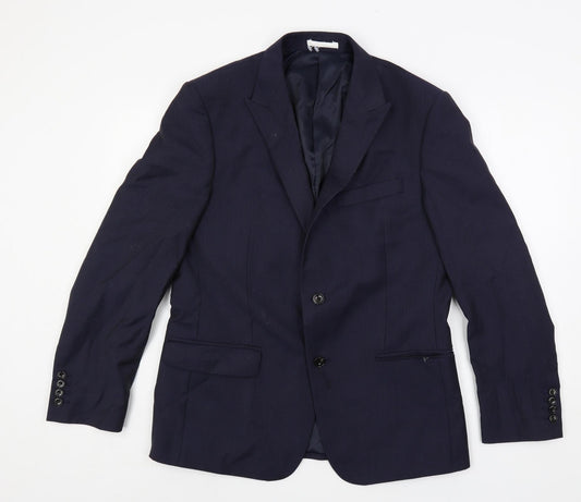 Marks and Spencer Mens Blue Striped Wool Jacket Suit Jacket Size 40 Regular