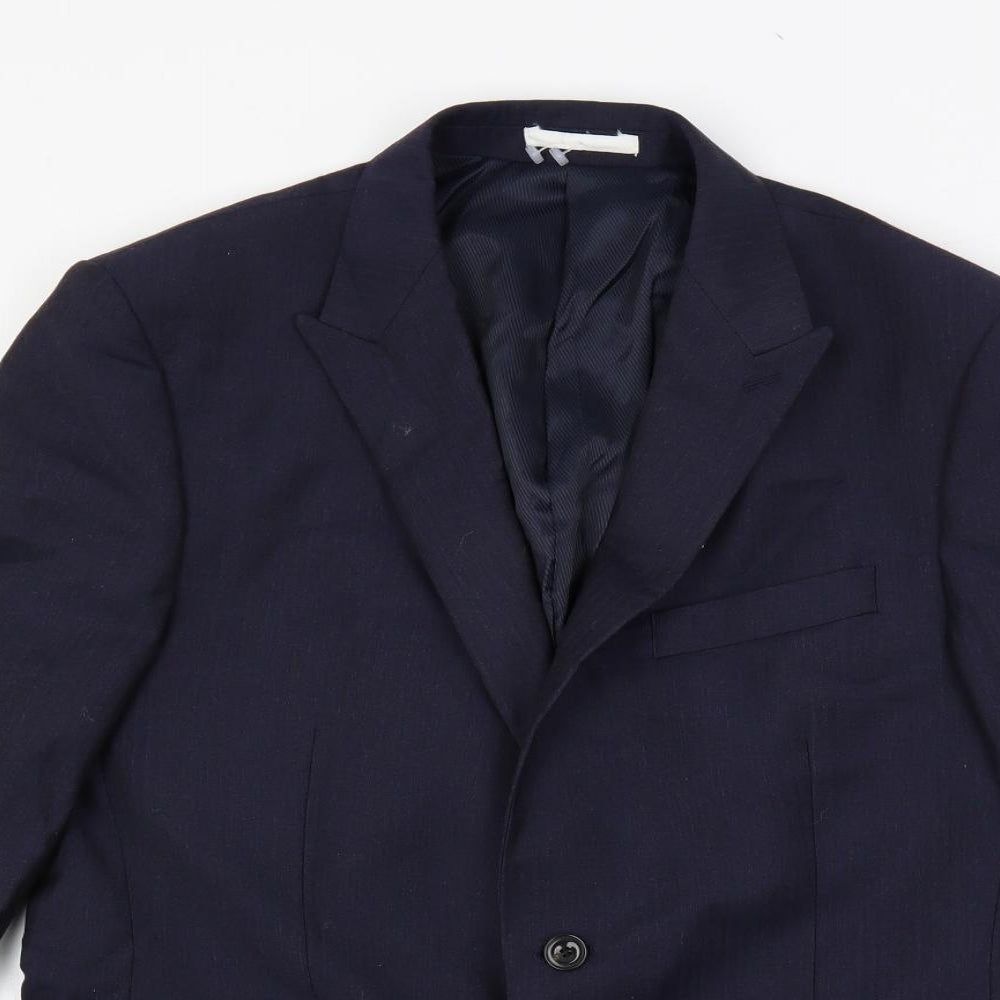 Marks and Spencer Mens Blue Striped Wool Jacket Suit Jacket Size 40 Regular
