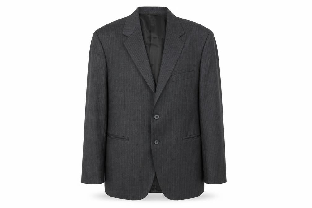 Alaj's Mens Grey Striped Polyester Jacket Suit Jacket Size 46 Regular