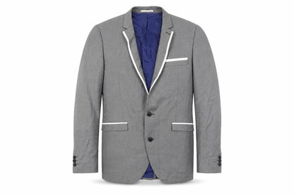 Next Mens Grey Polyester Jacket Suit Jacket Size 42 Regular - Contrasting Trim
