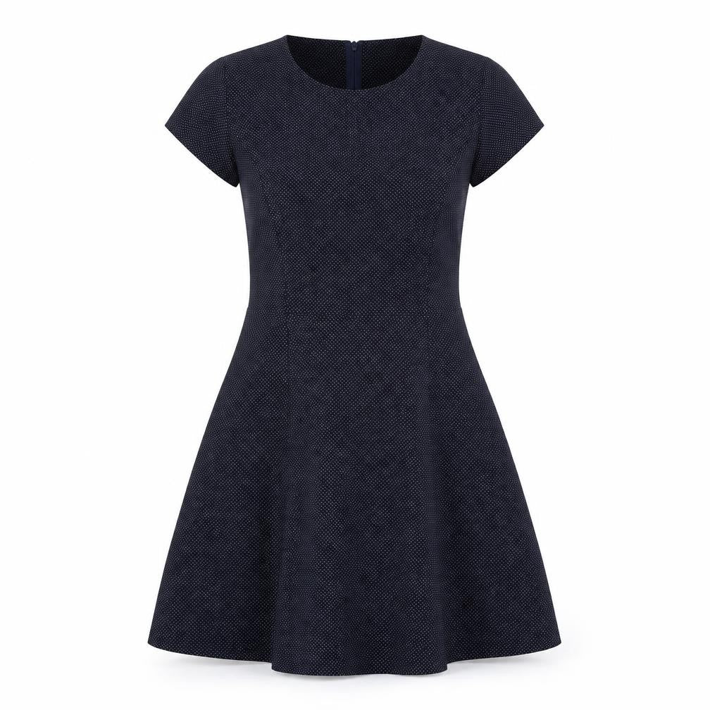 Esprit Womens Blue Polka Dot Polyester Fit & Flare Size 10 Round Neck Zip