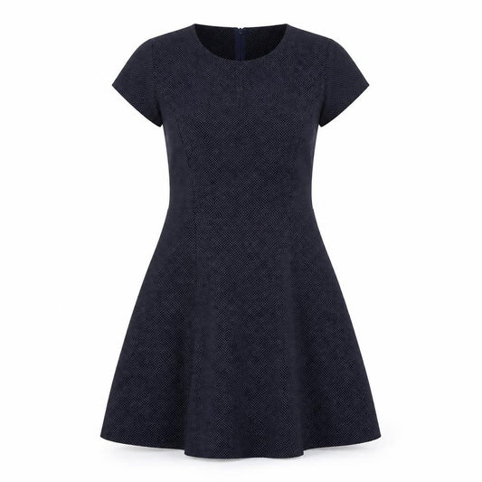 ESPRIT Womens Blue Polka Dot Polyester Fit & Flare Size 10 Round Neck Zip