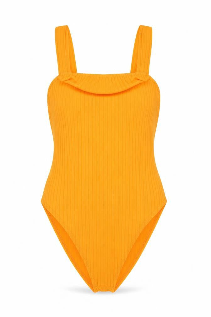 Boohoo Womens Orange Polyester Bodysuit One-Piece Size 8 Pullover - Ribbed