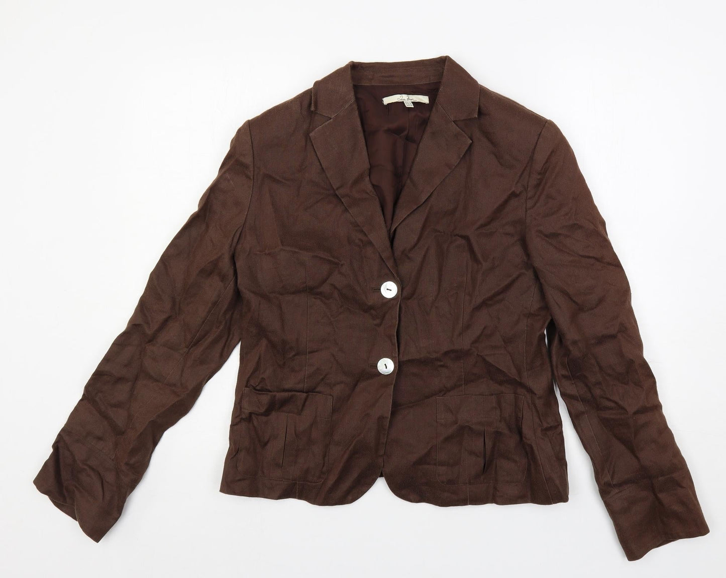 Zara Womens Brown Jacket Blazer Size 14 Button