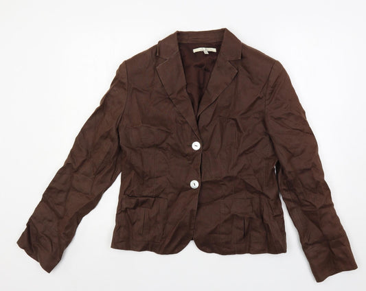 Zara Womens Brown Jacket Blazer Size 14 Button
