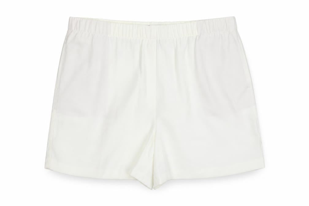 Marks & Spencer Womens Ivory Polyester Basic Shorts Size 24 L5 in Regular - Elastic Waist