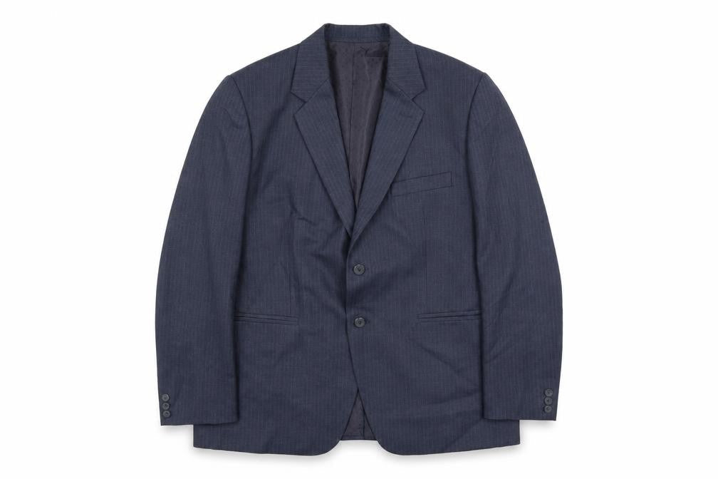 Alaj's Mens Blue Striped Polyester Jacket Suit Jacket Size 46 Regular