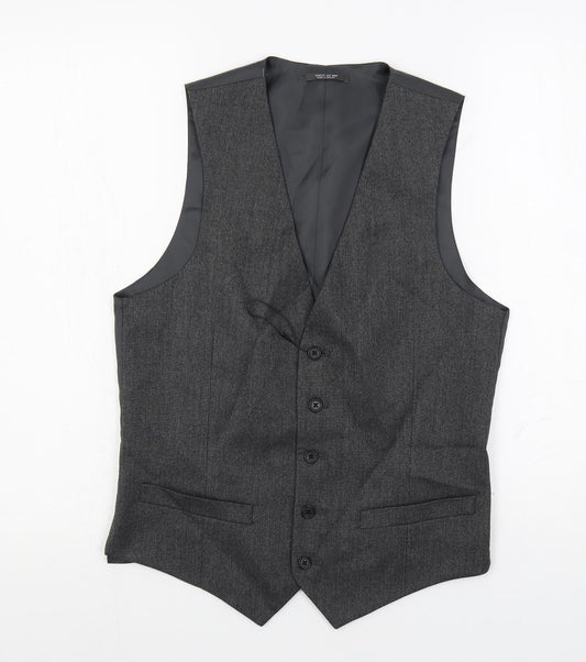 Marks and Spencer Mens Grey Polyester Jacket Suit Waistcoat Size 34 Regular