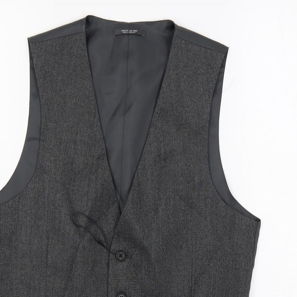 Marks and Spencer Mens Grey Polyester Jacket Suit Waistcoat Size 34 Regular