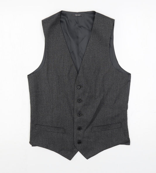 Marks and Spencer Mens Grey Polyester Jacket Suit Waistcoat Size 34 Regular