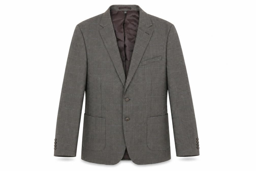 Marks & Spencer Mens Grey Geometric Polyester Jacket Suit Jacket Size 44 Regular