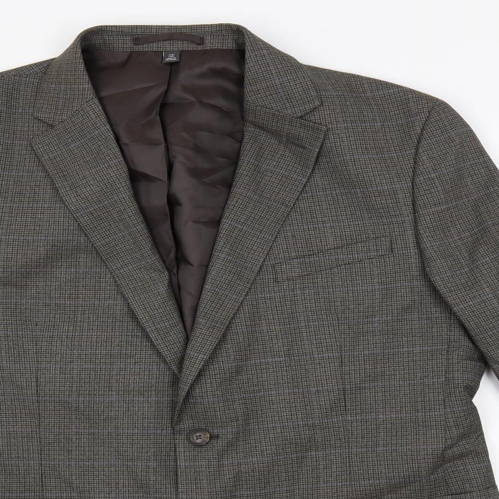 Marks and Spencer Mens Grey Geometric Polyester Jacket Suit Jacket Size 44 Regular