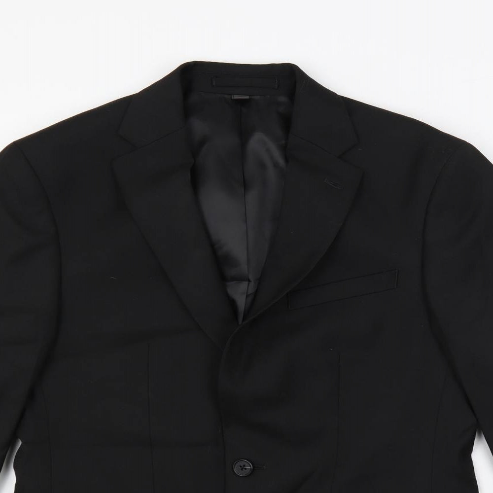 Marks and Spencer Mens Black Polyester Jacket Suit Jacket Size 36 Regular