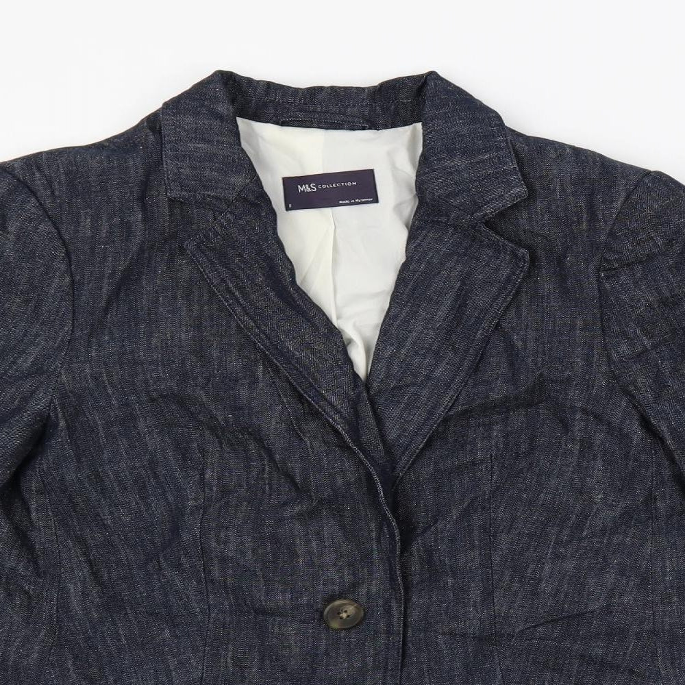 Marks and Spencer Womens Blue Jacket Blazer Size 8 Button