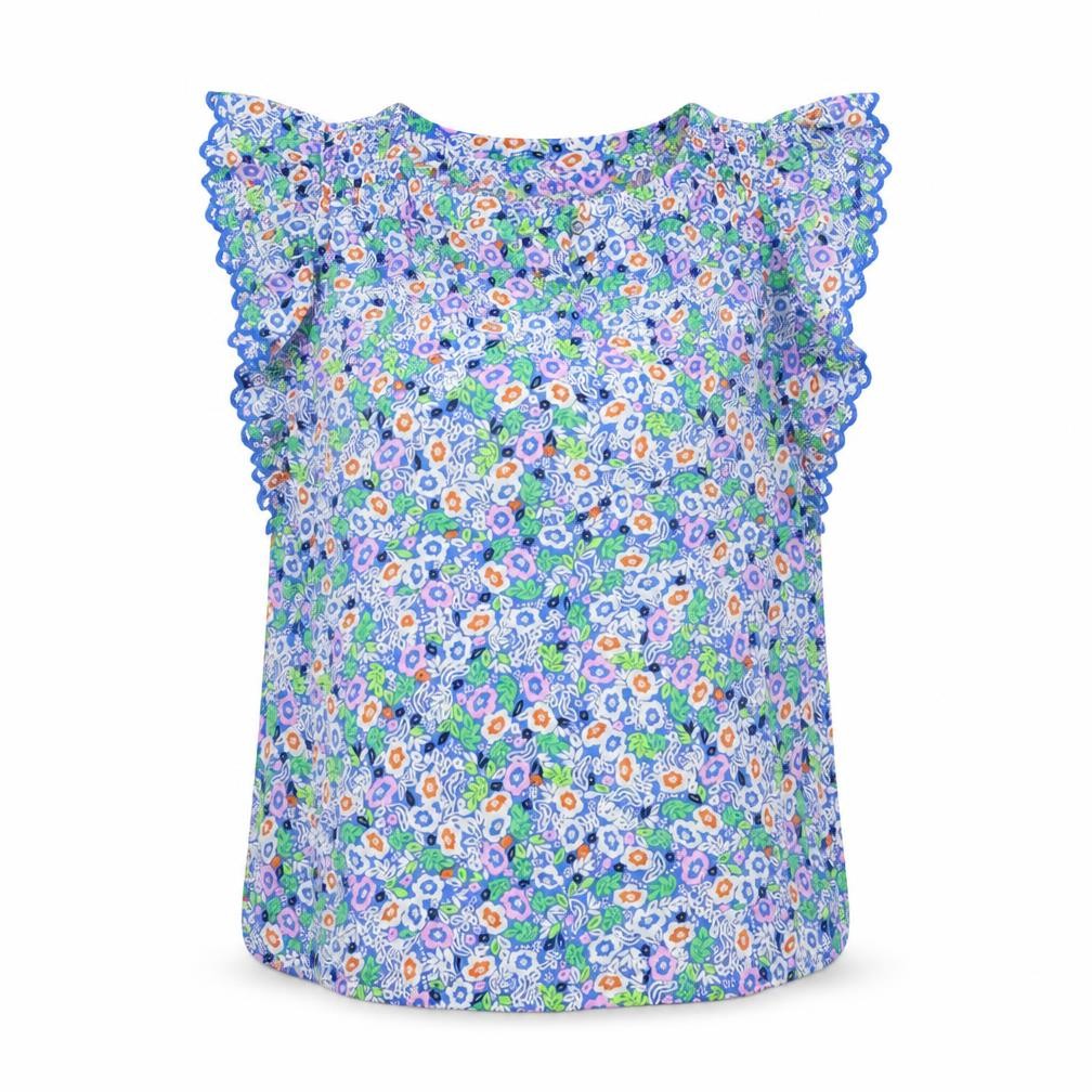 Marks & Spencer Womens Multicoloured Floral Cotton Basic Blouse Size 6 V-Neck - Ruffle
