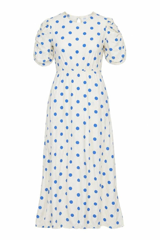 Marks & Spencer Womens White Polka Dot Viscose Maxi Size 8 Round Neck Zip