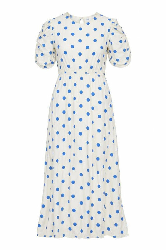 Marks & Spencer Womens White Polka Dot Viscose Maxi Size 8 Round Neck Zip