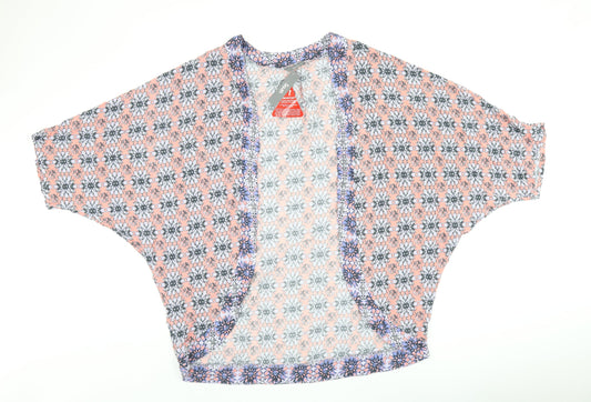 South Womens Pink Geometric Viscose Kimono Blouse Size M V-Neck