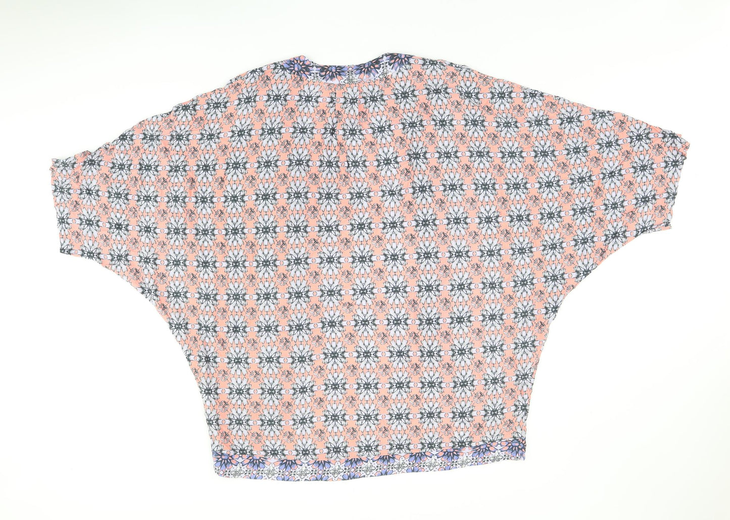 South Womens Pink Geometric Viscose Kimono Blouse Size M V-Neck