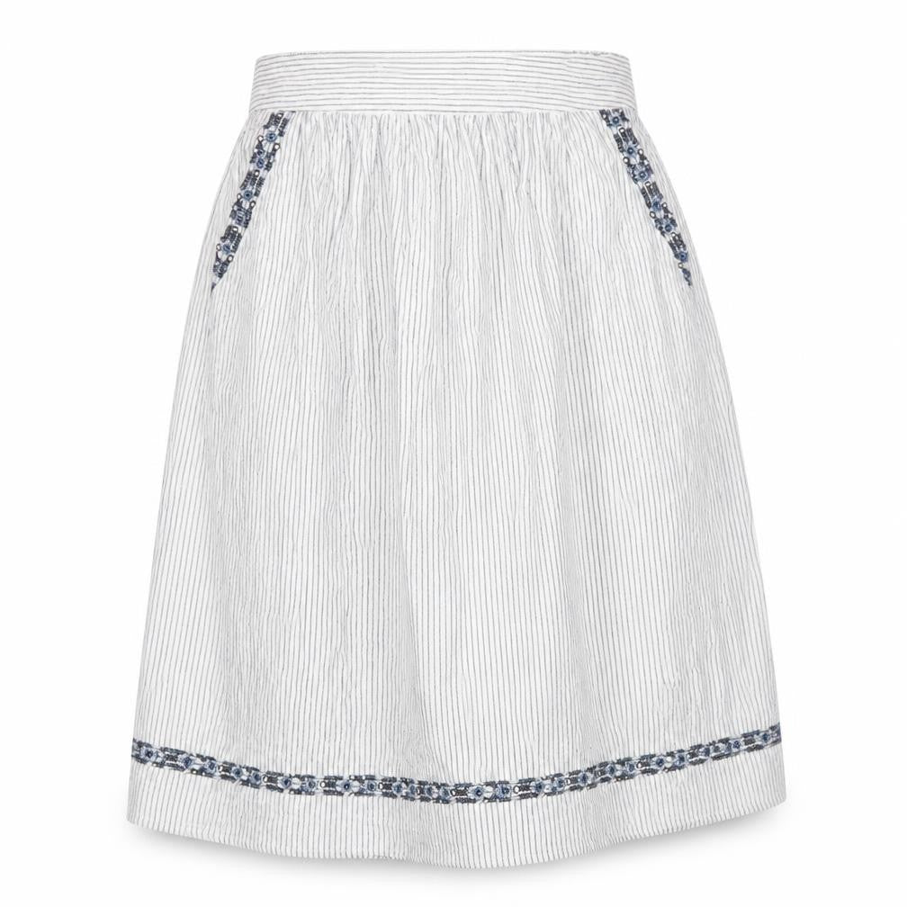 Marks & Spencer Womens White Striped Viscose Swing Skirt Size 8