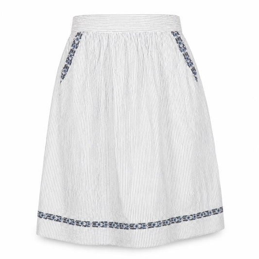 Marks & Spencer Womens White Striped Viscose Swing Skirt Size 8