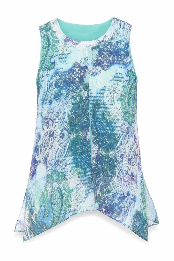 Millers Womens Blue Paisley Polyester Basic Blouse Size 14 Round Neck