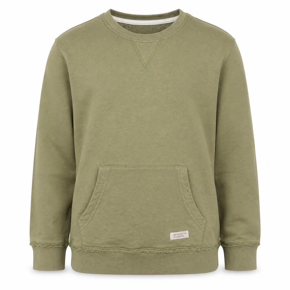 United Colors of Benetton Girls Green Cotton Pullover Sweatshirt Size 8-9 Years Pullover