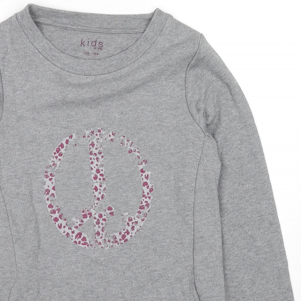 Tchibo Girls Grey Cotton Pullover Sweatshirt Size 13-14 Years Pullover - Pockets
