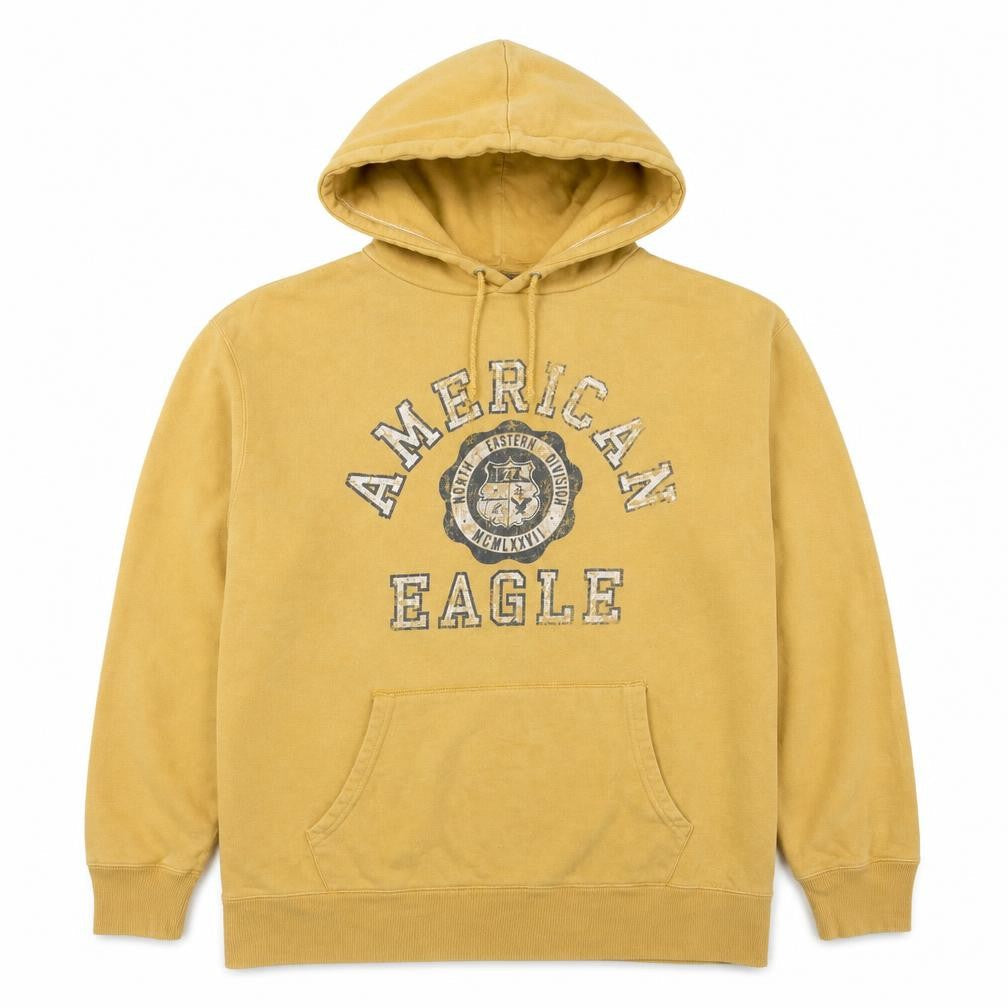 American Eagle Outfitters Mens Yellow Cotton Pullover Sweatshirt Size M - Logo