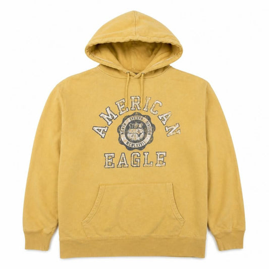 American Eagle Outfitters Mens Yellow Cotton Pullover Sweatshirt Size M - Logo