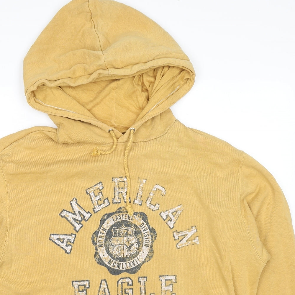 American Eagle Outfitters Mens Yellow Cotton Pullover Sweatshirt Size M - Logo