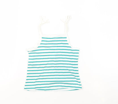 Back view of Marks & Spencer girls’ white striped 100% cotton basic tank, years square neck pullover - embroidered heart