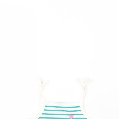 Close-up detail of Marks & Spencer girls’ white striped 100% cotton basic tank, years square neck pullover - embroidered