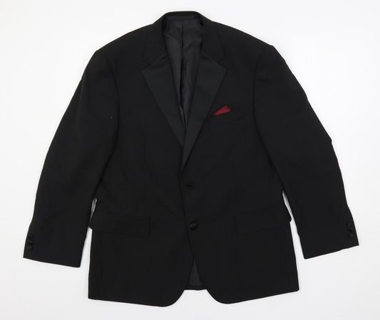 Marks and Spencer Mens Black Polyester Tuxedo Suit Jacket Size 40 Regular