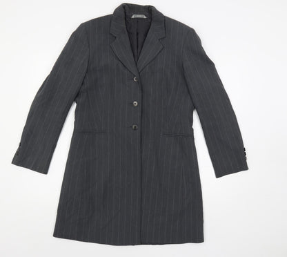 Marks & Spencer Womens Grey Striped Jacket Blazer Size 12 Button