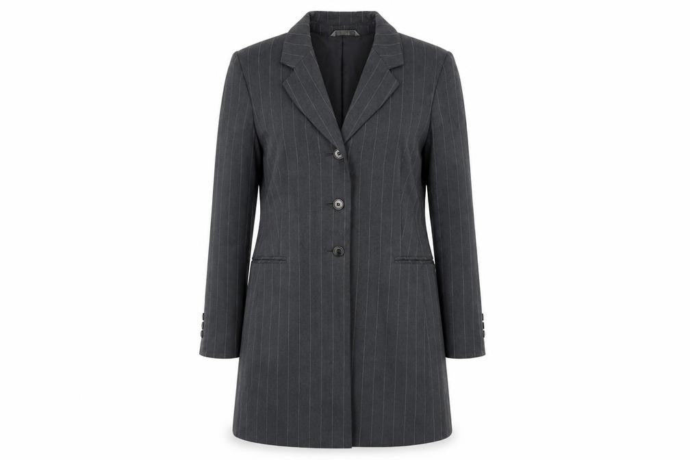 Marks & Spencer Womens Grey Striped Jacket Blazer Size 12 Button