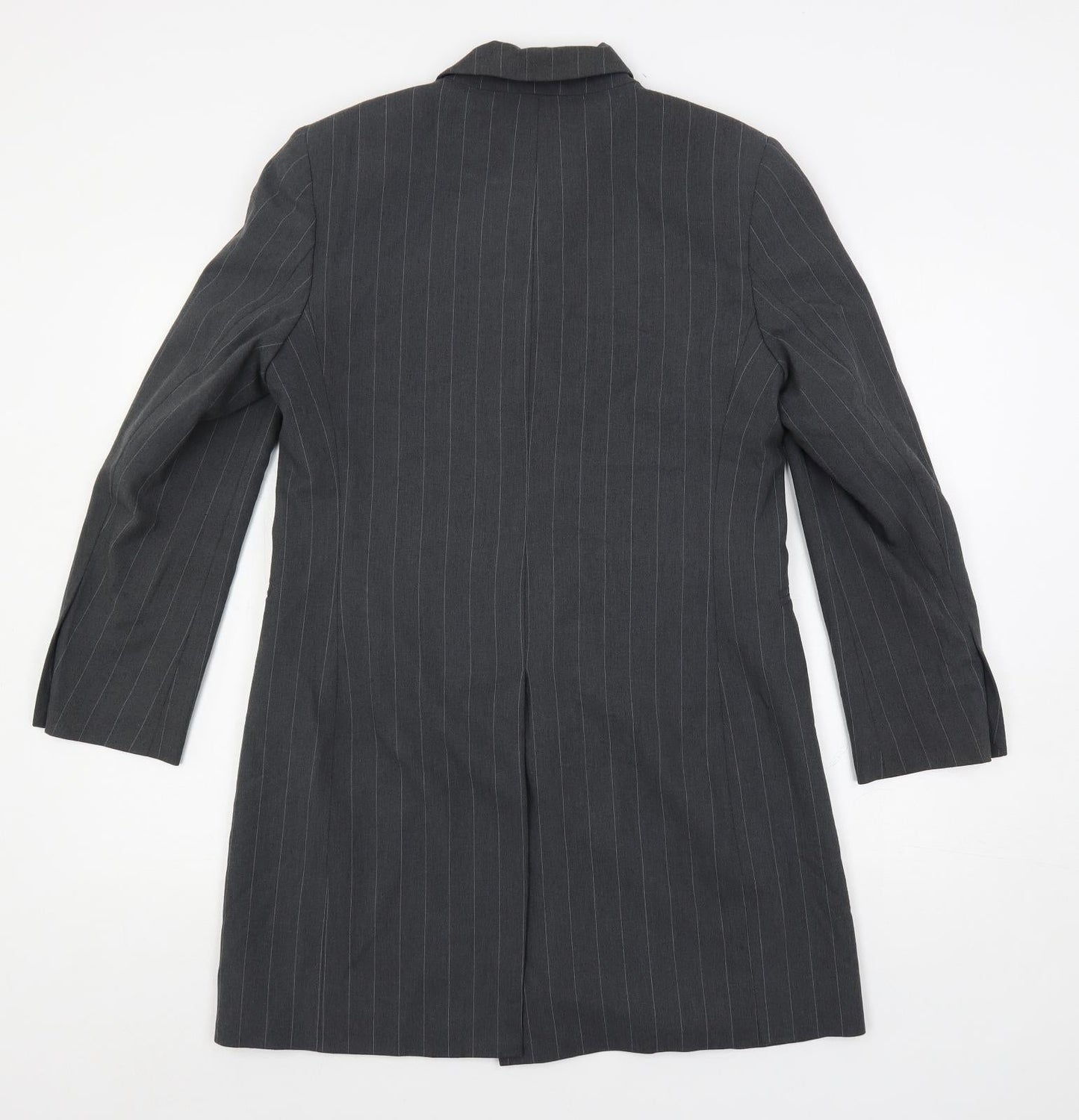 Marks and Spencer Womens Grey Striped Jacket Blazer Size 12 Button