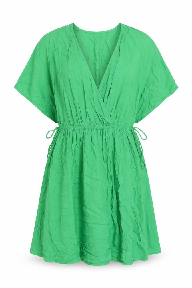 Marks & Spencer Womens Green Viscose A-Line Size 8 V-Neck Pullover - Tie Side