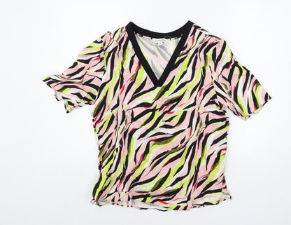 Marks & Spencer Womens Multicoloured Geometric Cupro Basic Blouse Size 10 V-Neck