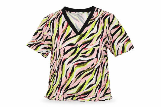 Marks and Spencer Womens Multicoloured Geometric Cupro Basic Blouse Size 10 V-Neck